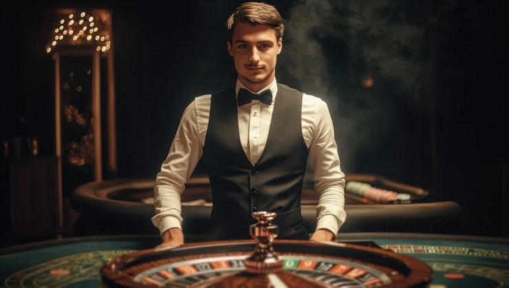 Tampilan meja Live Casino rajamahyong dengan dealer nyata yang disiarkan langsung untuk pemain Indonesia